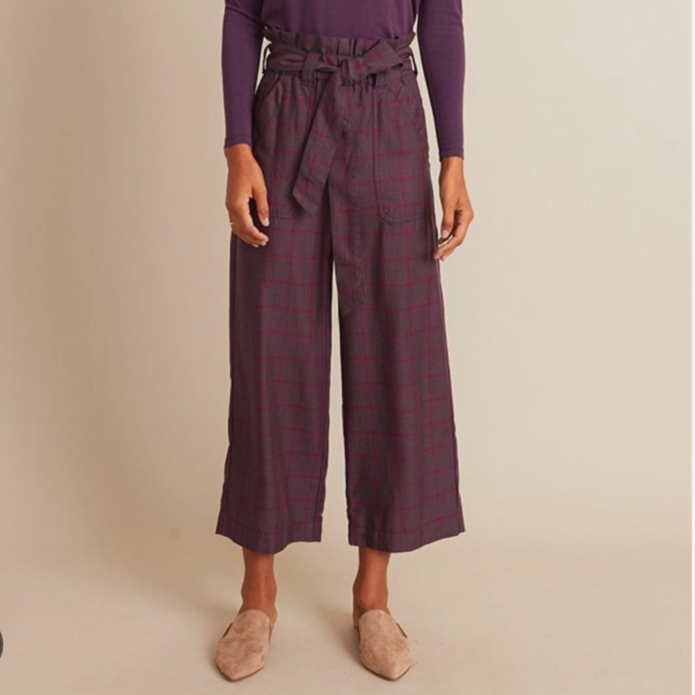 Caroline Paper Bag Pant in Multi Plaid